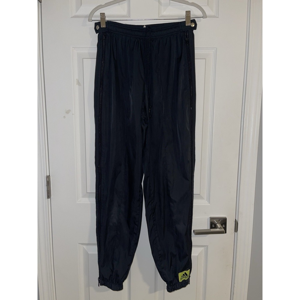 ADIDAS Y2K Vintage Windbreaker Track‎ Pants Black Full Zip Waist To Ankle Medium